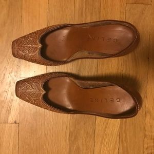 Vintage celine embroidered indian camel pumps